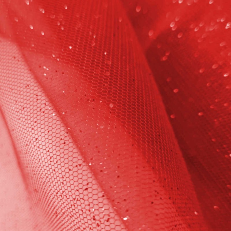 Tul lentejuelas rojo
