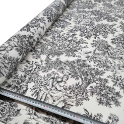 Tela resinada anti-manchas toile de jouy negro