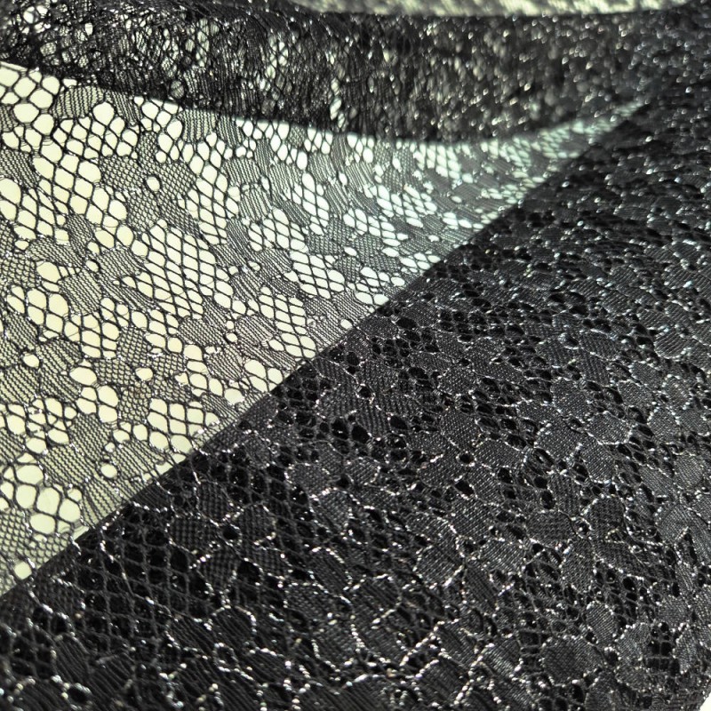 ▷ BLONDA lurex plata por metro | Encaje plateado para carnaval y moda