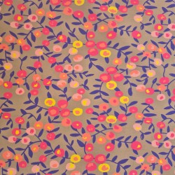 Punto algodón estampado por metro | flores beige