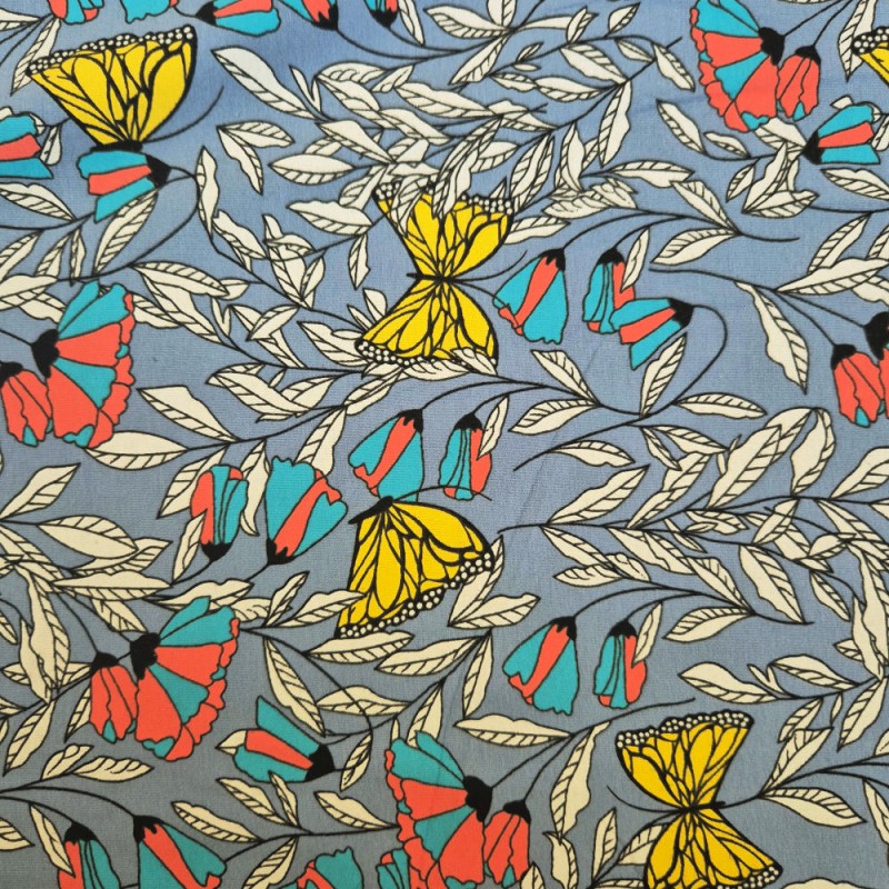 Punto algodón estampado por metro | mariposas