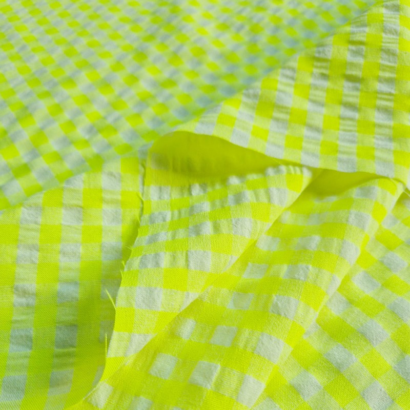 Seersucker Vichy amarillo fluor