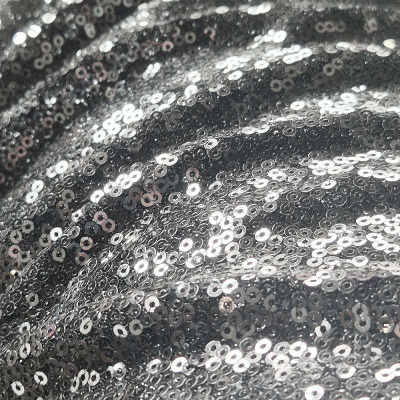Lycra lentejuela metálica plata