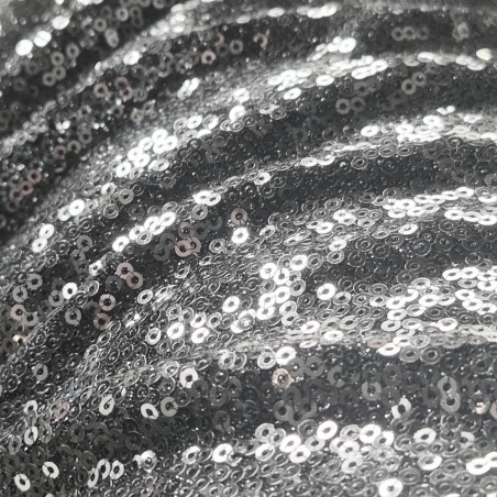 Lycra lentejuela metálica plata