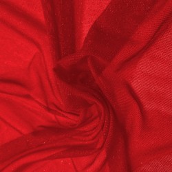 Tul Lycra rojo purpurina roja