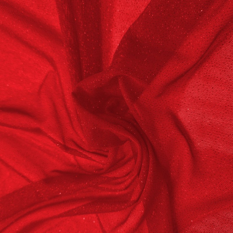 Tul Lycra rojo purpurina roja