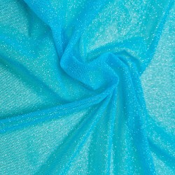 Tul Lycra turquesa purpurina plata