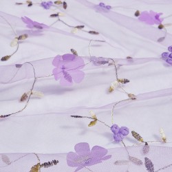 Tul bordado floral lila