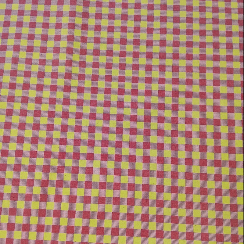 Algodón estampado Vichy Rosa/Amarillo Fluor