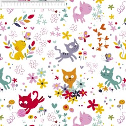 Algodón estampado Gatitos