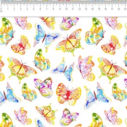 Algodón estampado Mariposas acuarela