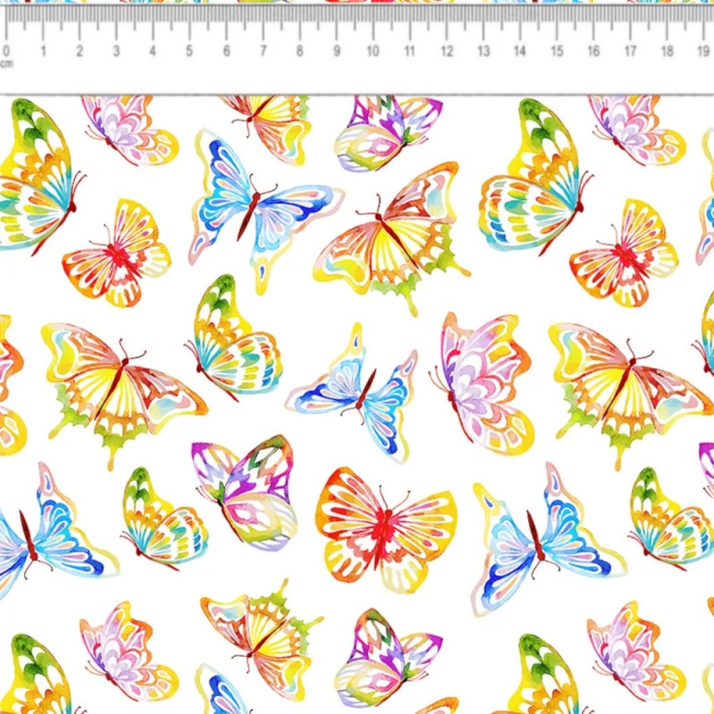 Algodón estampado Mariposas acuarela