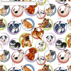 Algodón estampado animales Perritos