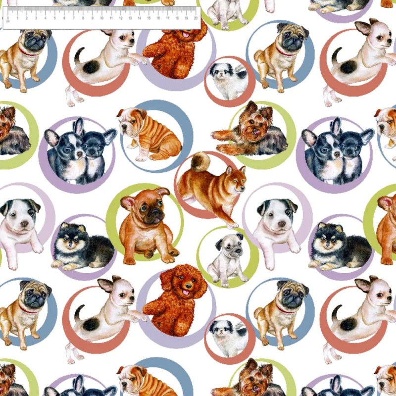 Algodón estampado animales Perritos